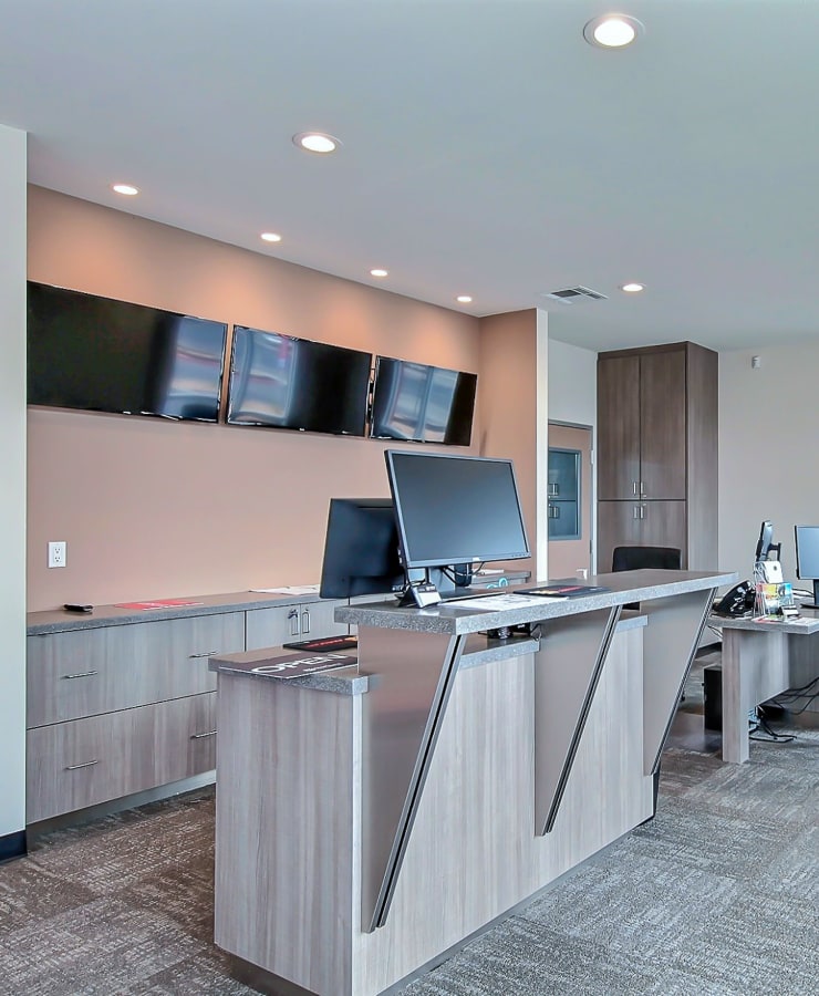 Inside the leasing office at StorQuest Self Storage in Palm Beach Gardens, Florida