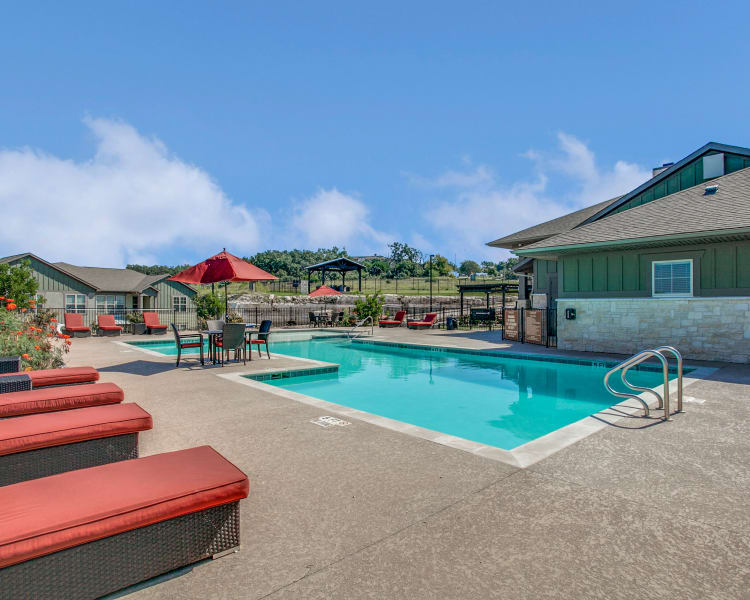 Beautiful swimming pool at Overlook at Stone Oak Park in San Antonio, Texas