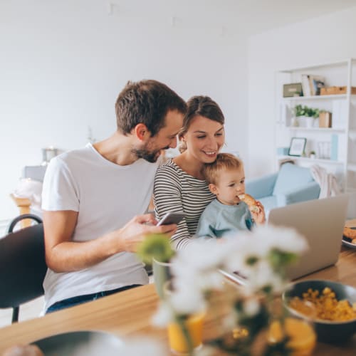 A happy family at Adobe Flats III in Twentynine Palms, California