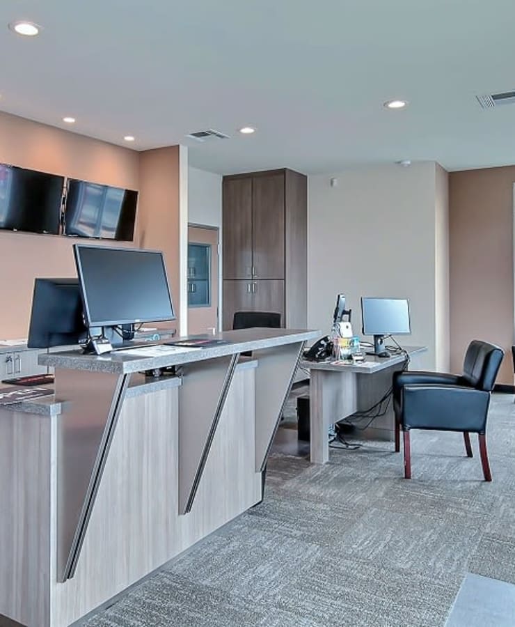 Inside the leasing office at StorQuest Self Storage in Golf, Florida