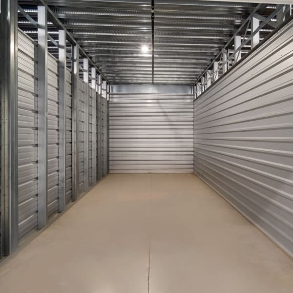 Inside a large self storage unit at StorQuest Self Storage in Naples, Florida