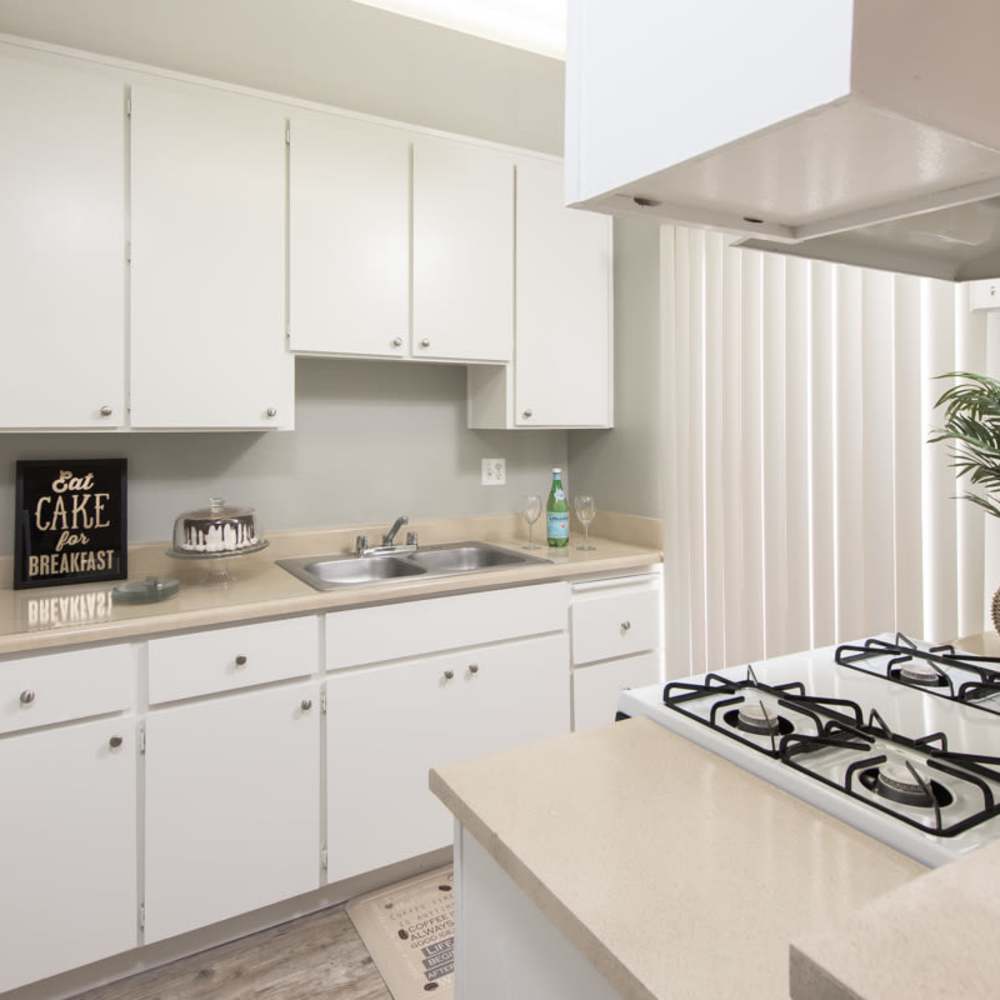 Spacoius kitchen with appliances at Lawrence Road Apartments in Santa Clara, California