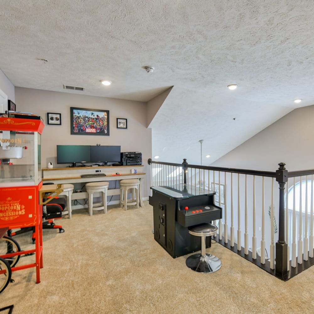 Loft game room in a townhome at Clinton Lake, Clinton, Pennsylvania