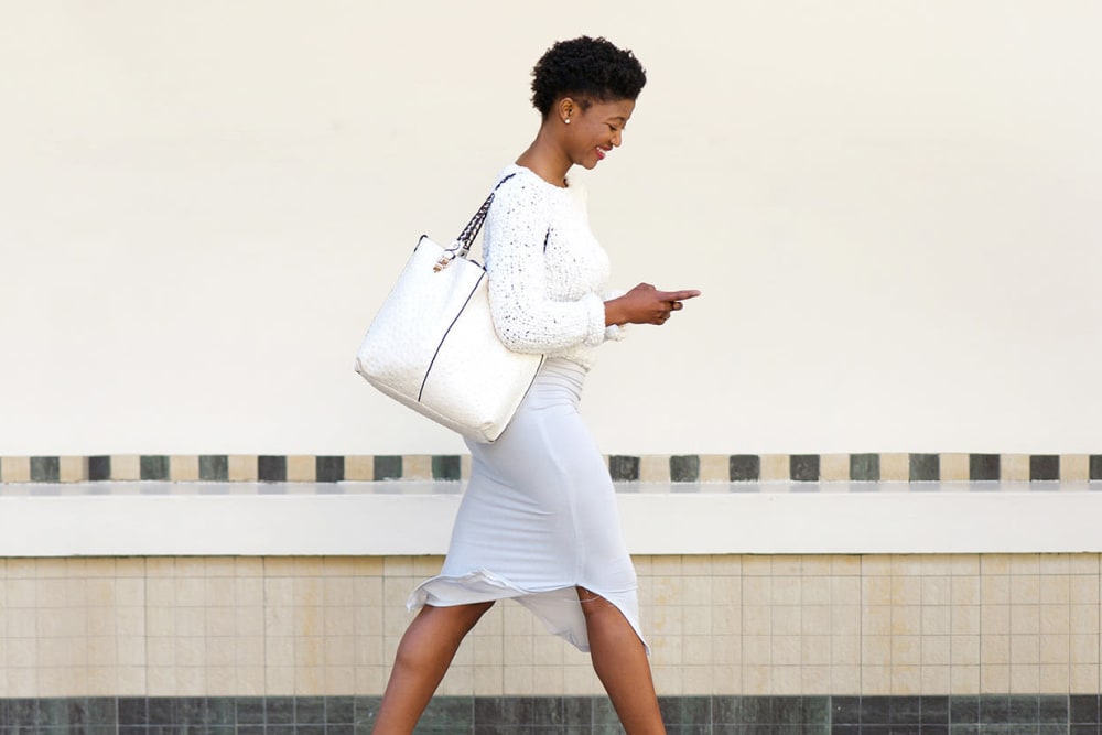 Resident woman walking to work near Glass Creek in Mt Juliet, Tennessee