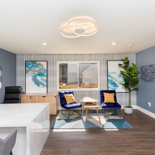 Inside the leasing office at Ardella at Reche Canyon in Colton, California