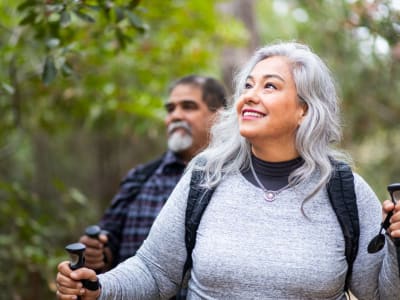 Active adults hiking near Hudson Oaks Active Adult Living in Bryan, Texas