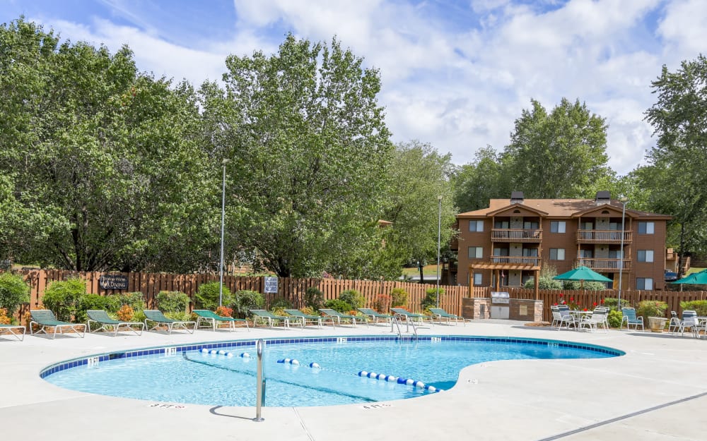 Swimming pool at Riverwind Apartment Homes in Spartanburg, South Carolina.