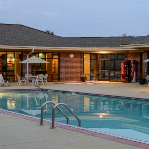 High-end swimming pool at UTE Creek Apartments in Longmont, Colorado
