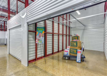 View of exterior storage units at Metro Self Storage in Addison, Illinois