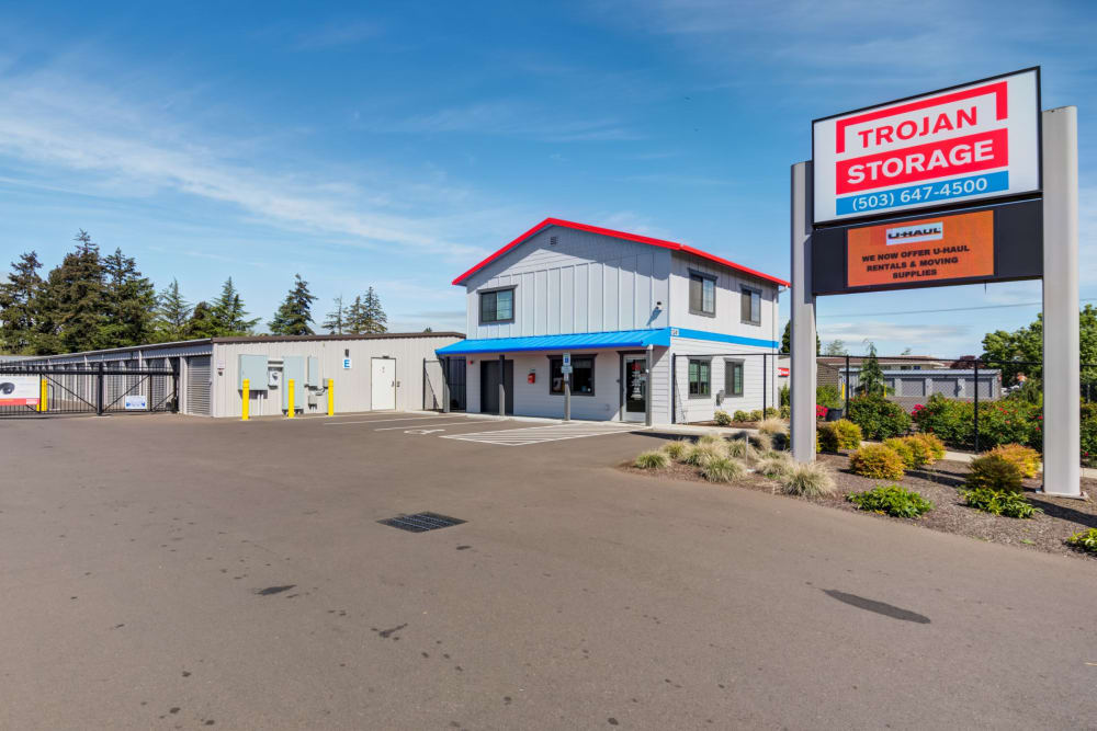 The entrance to Trojan Storage of Salem in Salem, Oregon