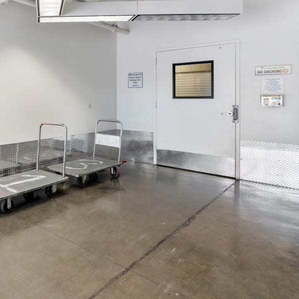 Dollies and carts available for use at StorQuest Self Storage in Woodland Hills, California