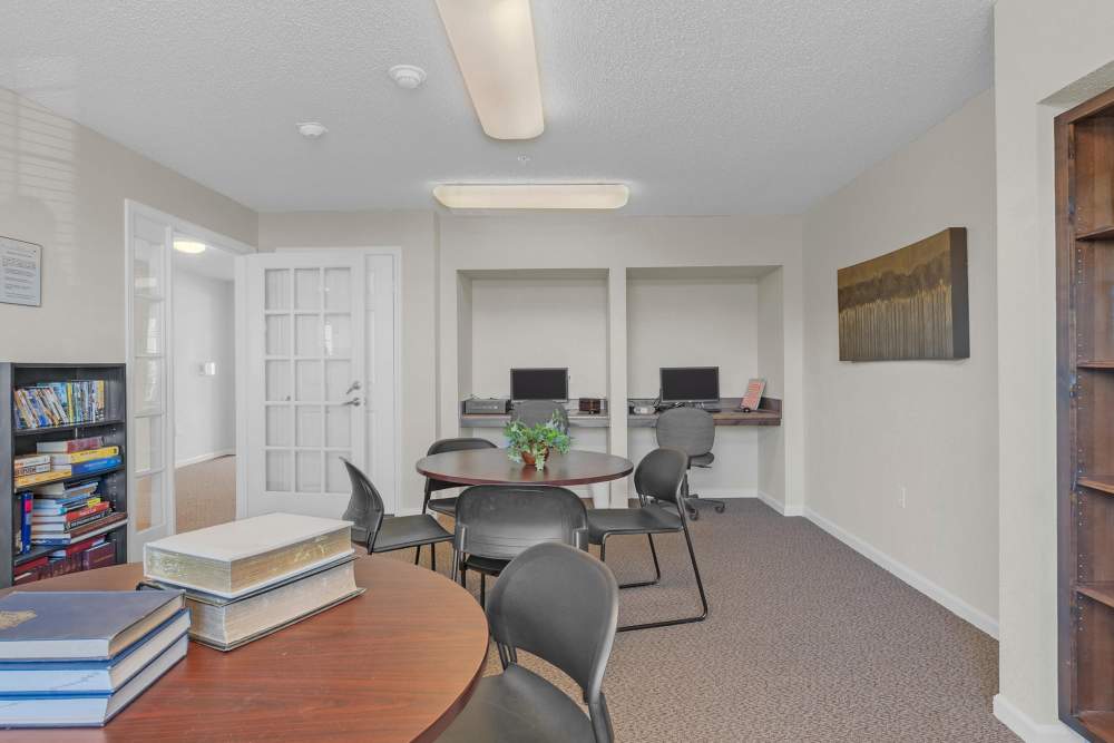 Clubhouse business center at Hartford Villas in Broken Arrow, Oklahoma