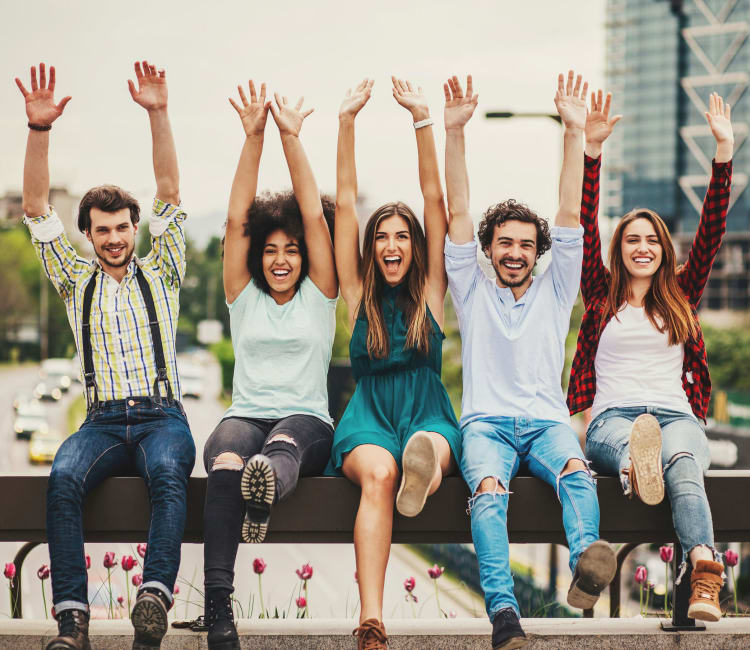 Residents posing for a photo on an overpass near Mezza in Jacksonville, Florida