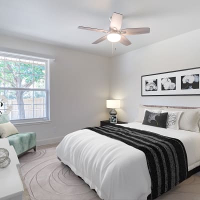 A well-lit bedroom at Aero Ridge in San Diego, California