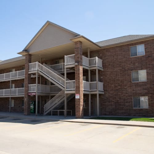 Parking area in front of The Quad at Kirkwood in Cedar Rapids, Iowa