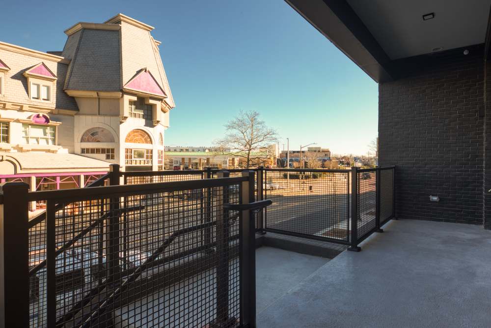 Spacious balcony of an apartment at Fusion at Neon in Norfolk, Virginia