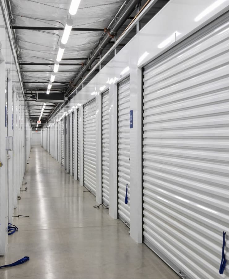 An interior hallway of units at StorQuest Self Storage in Sacramento, California