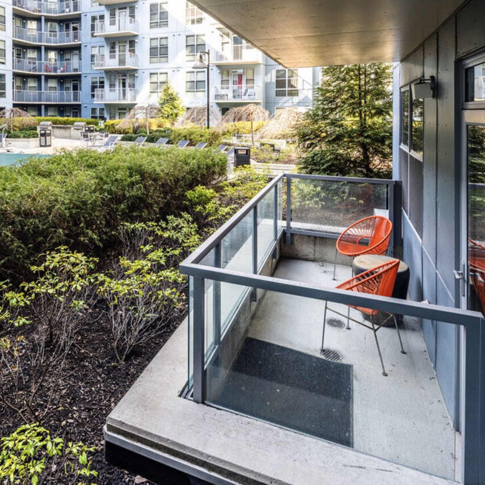 Private patio at Radius at The Banks in Cincinnati, Ohio