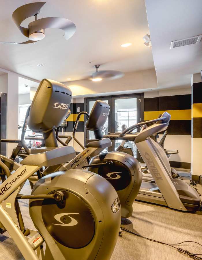 Fitness center at The Den in Columbia, Missouri
