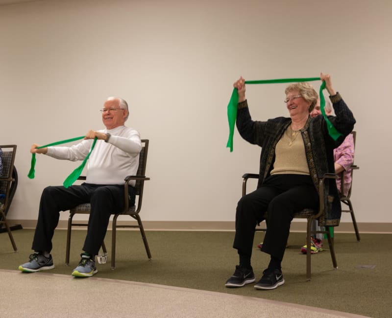 Residents in a wellness class at Aurora on France in Edina, Minnesota. 