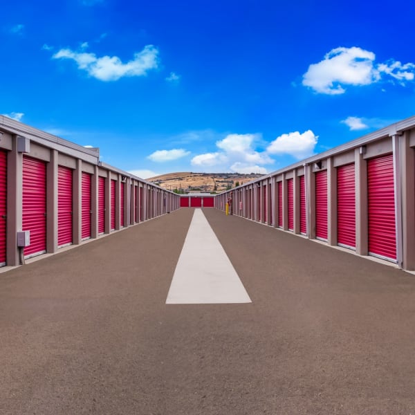 Drive-up outdoor storage units at StorQuest Self Storage in San Jose, California