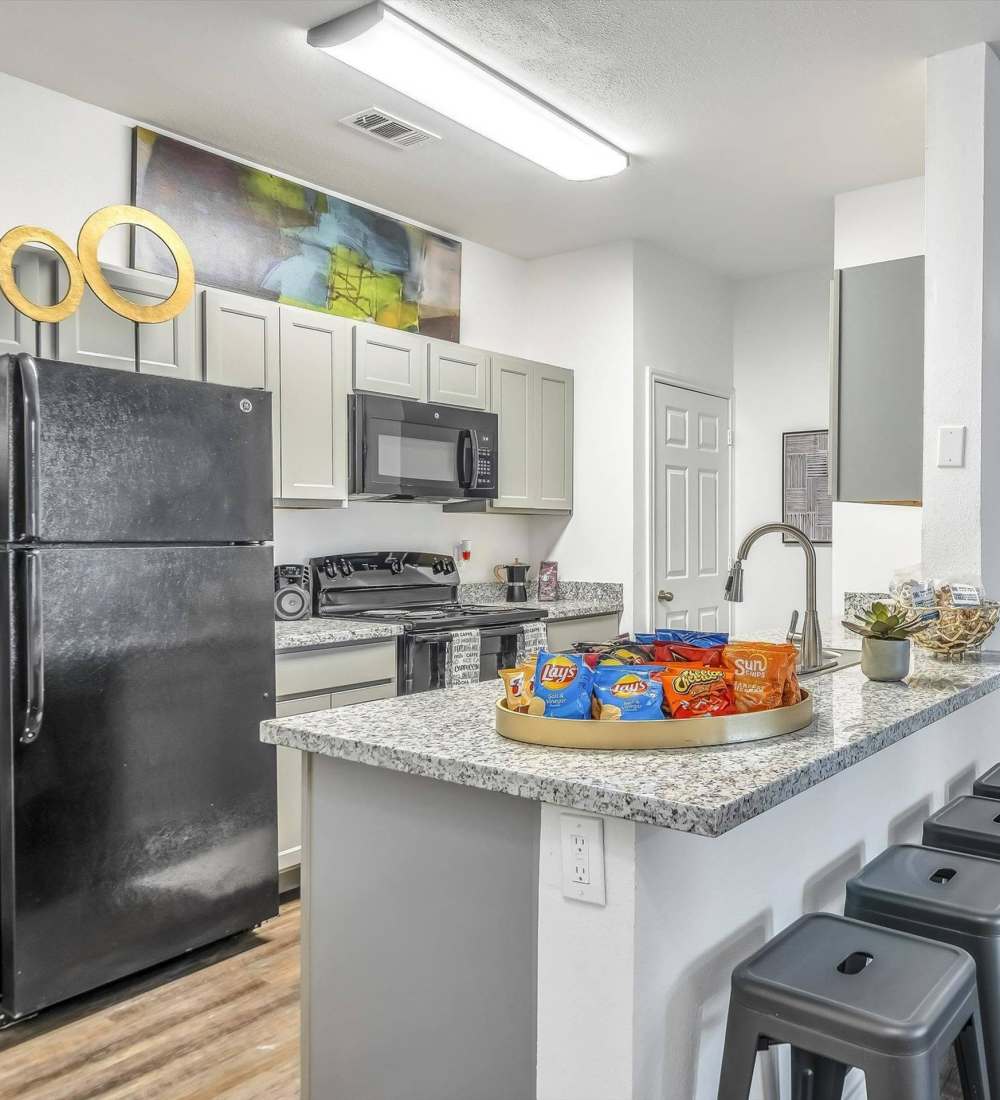Counter seating in the kitchen at Rendezvous in Edmond, Oklahoma