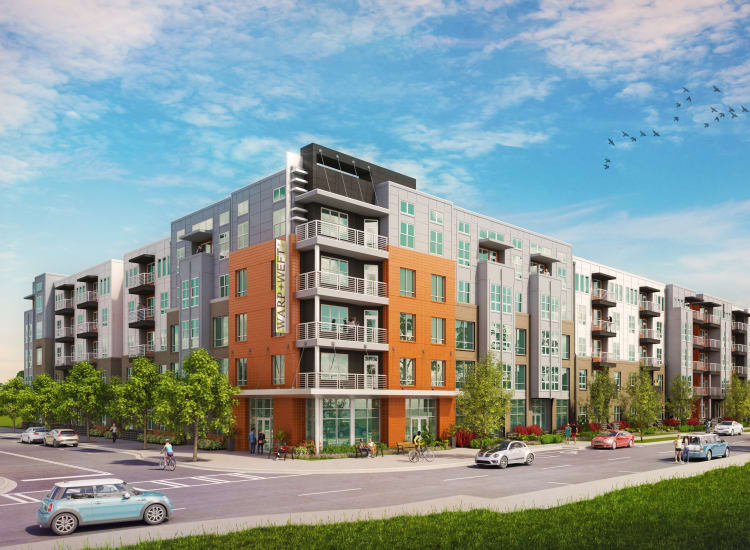 Rendering of exterior of Alta Warp + Weft in Charlotte