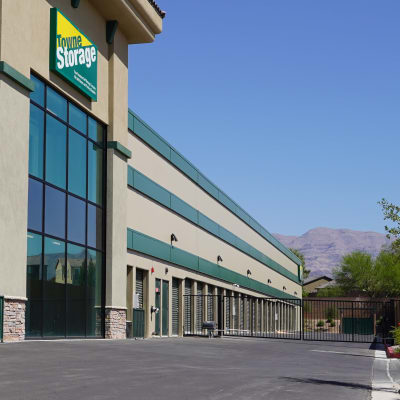 Exterior units and a coded gate access at Towne Storage - Deer Springs in North Las Vegas, Nevada