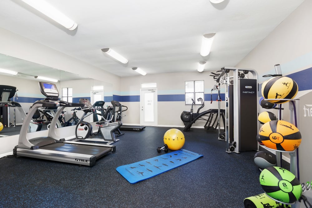 Well-equipped fitness center at WestEnd At 76Ten in Tampa, Florida