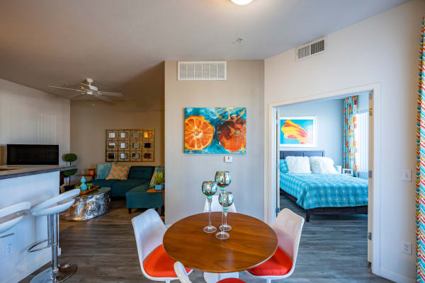 Contemporary dining room with bedroom access at Tempe Metro in Tempe, Arizona