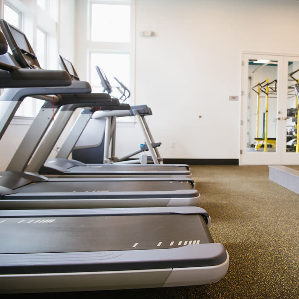 Fitness center with treadmills at Beacon on 5th in Charlottesville, Virginia