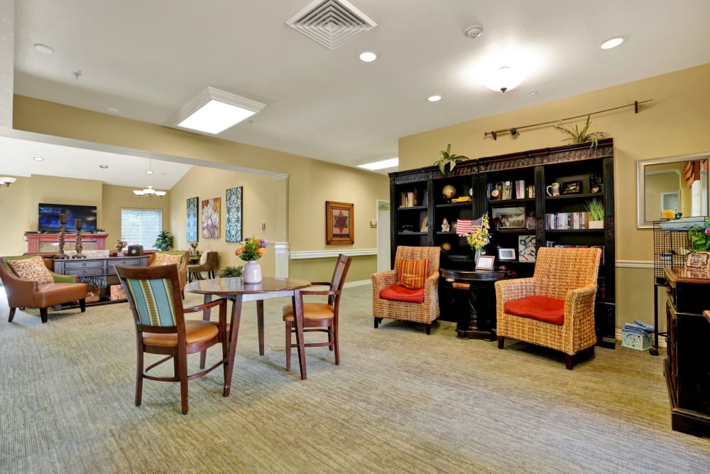 Comfortable communal lounge area at The Commons at Union Ranch in Manteca, California