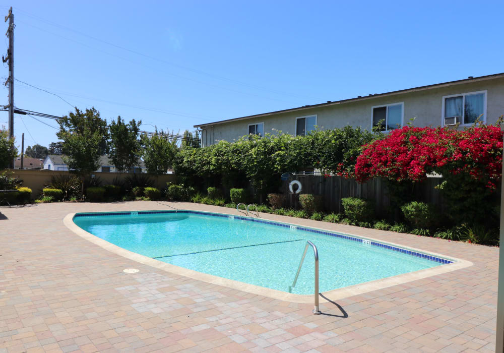 Swimming pool at Marina Plaza Apartments in San Leandro, California