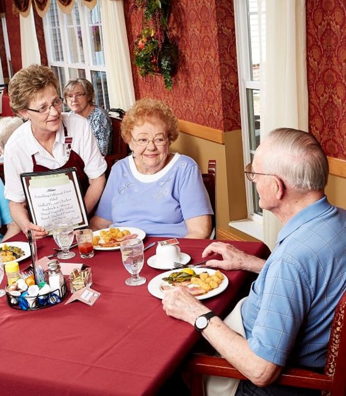 Residents ordering food at Deer Crest Senior Living in Red Wing, Minnesota