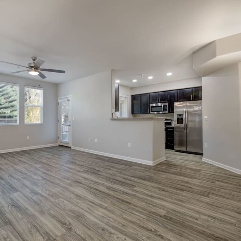 Kitchen with plank flooring at Lesarra in El Dorado Hills, California