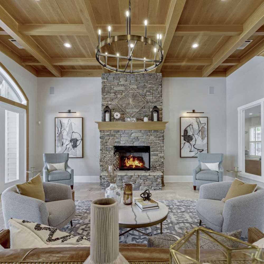 Clubhouse with fireplace at Preserve At Columbus Park in Columbus, Georgia