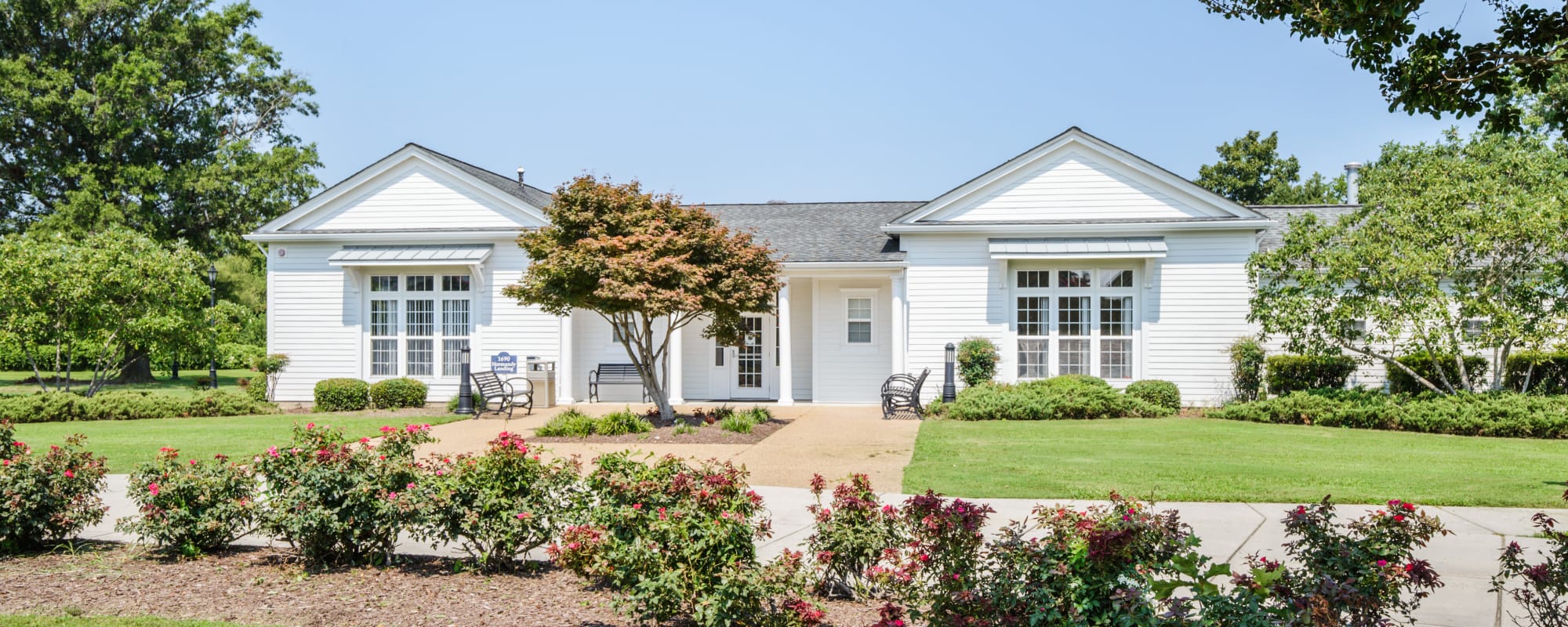 Walkways and landscaping at The Village at Whitehurst Farm in Norfolk, Virginia