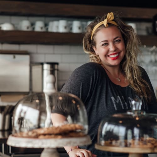 Woman working at a coffee shop at Motif in Fort Lauderdale, Florida