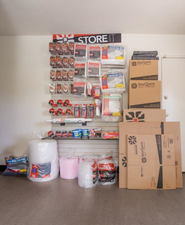 Packing supplies available for purchase at StorQuest Express Self Service Storage in Gainesville, Florida