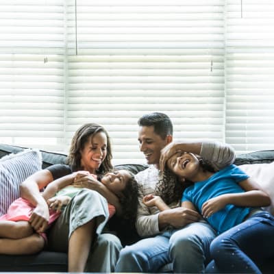 Residents on their living room at Markwood Apartments in Burlington, Washington