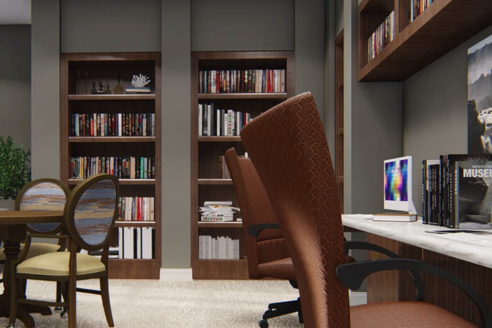 Architectural rendering of library at Harmony at Kent in Dover, Delaware