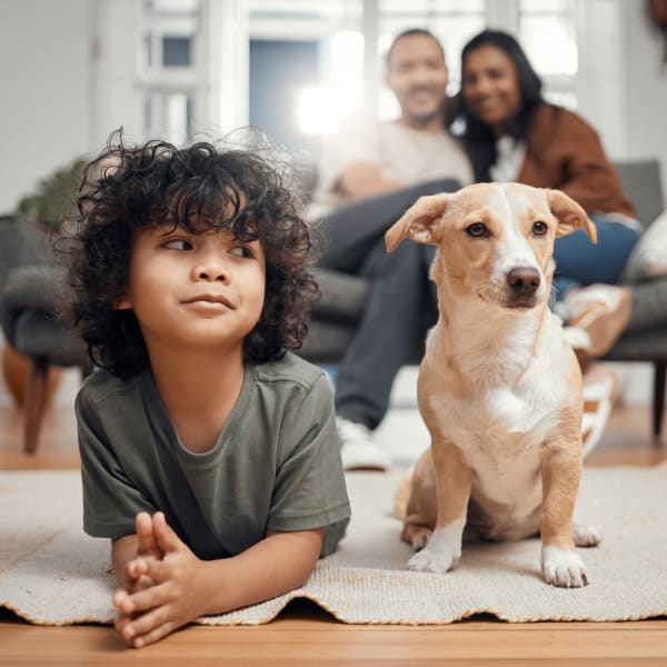 A family and their dog at Magnolia Chase, Virginia Beach, Virginia