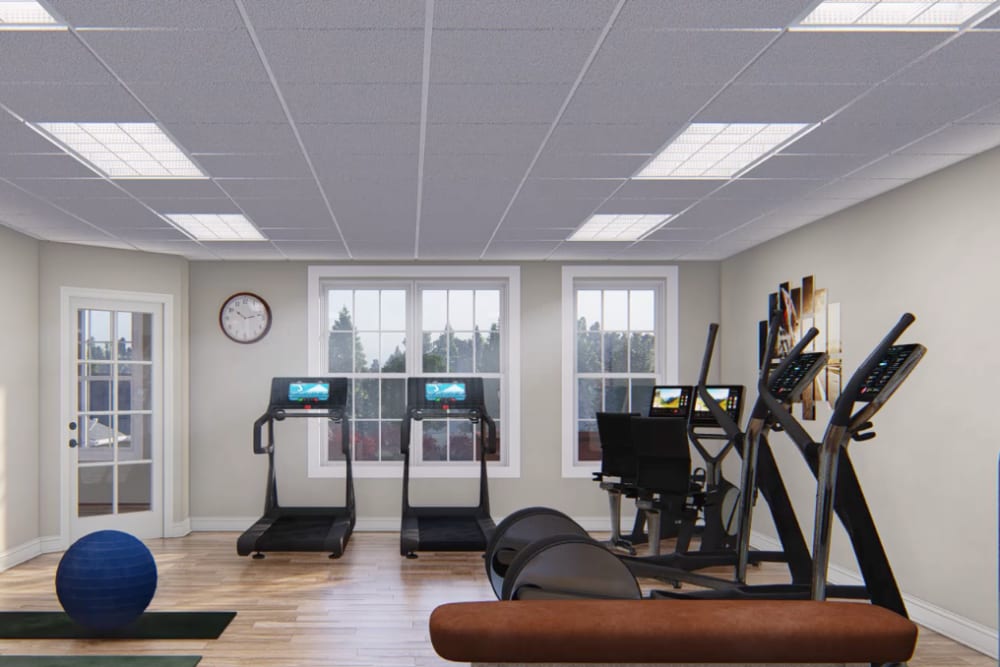 Architectural rendering of fitness room at Harmony at Kent in Dover, Delaware