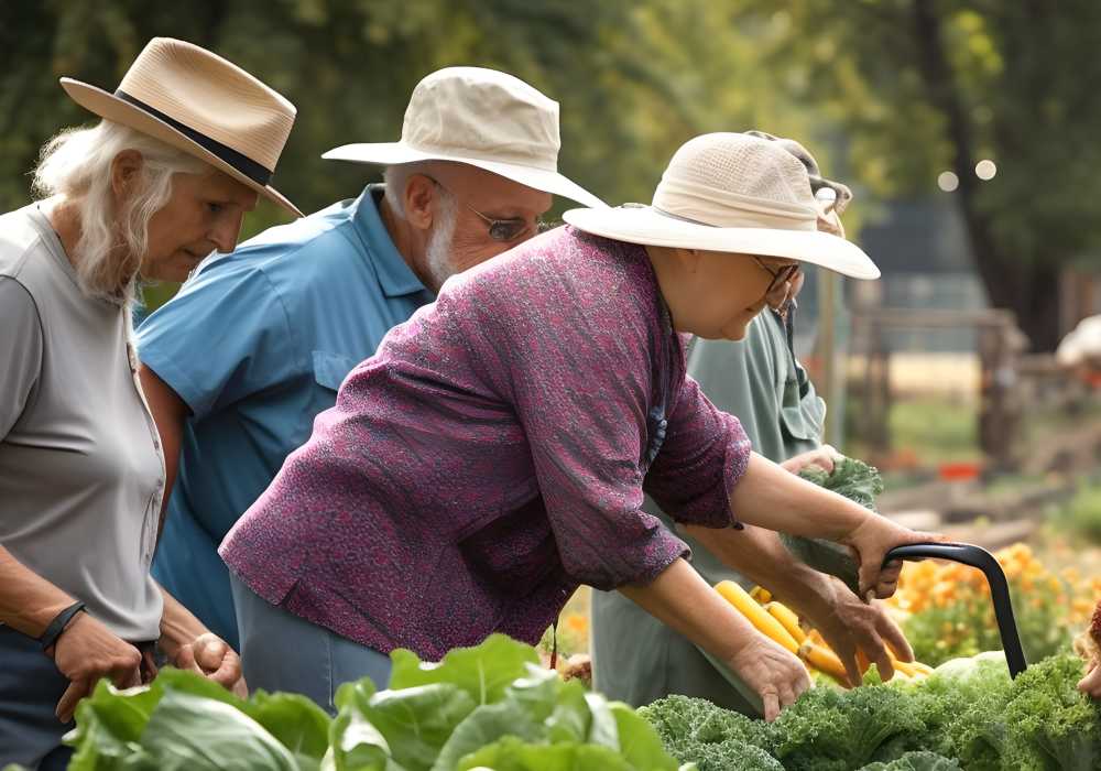 Residents gardening at Vancouver Pointe in Vancouver, Washington