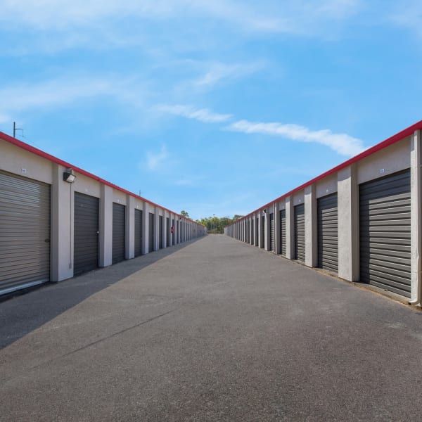 Drive up storage units at StorQuest Economy Self Storage in Houston, Texas