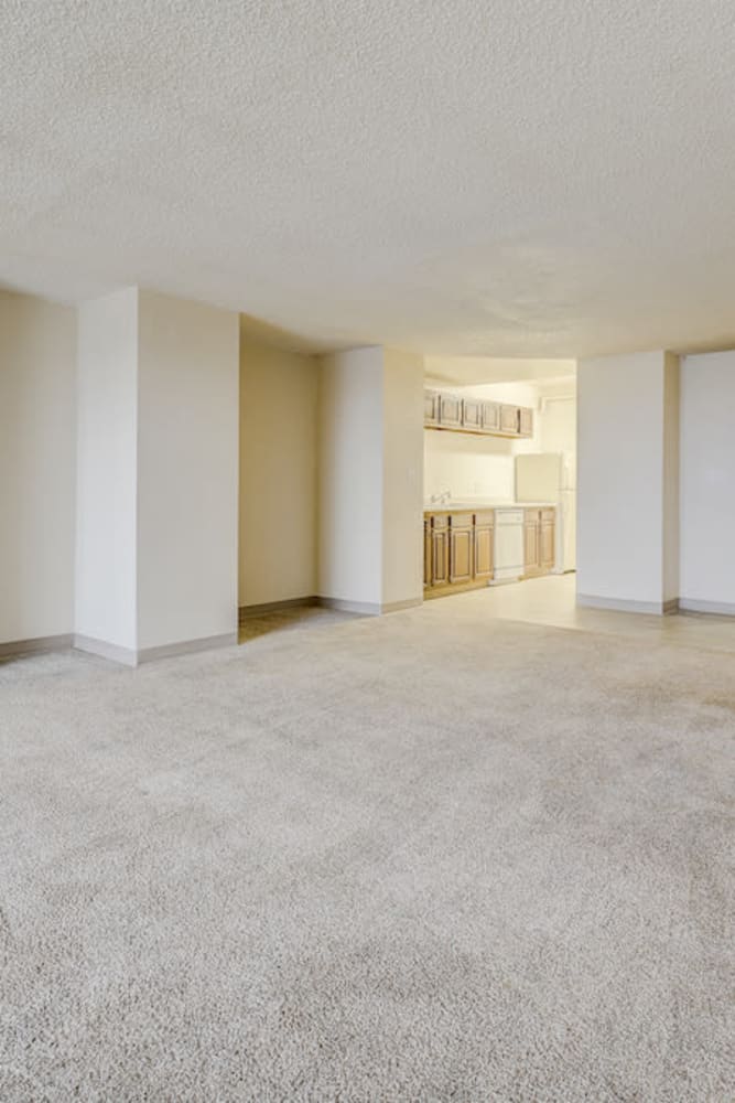 Spacious apartment with carpeted flooring at Coeur D'Alene Plaza in Spokane, Washington