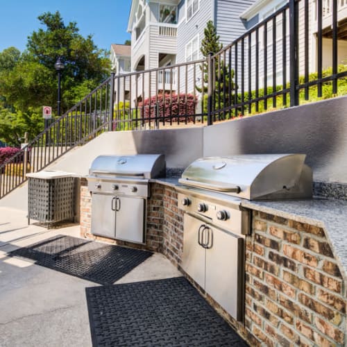 Outdoor grills at One Norman Square in Cornelius, North Carolina