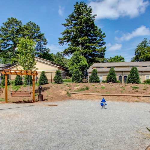 Lobby area with blue accents Avonlea Square in Smyrna, Georgia