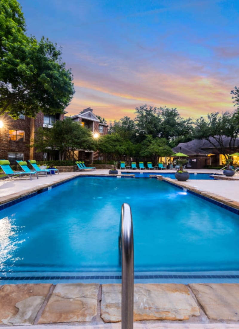 Pool at sunset at Marquis at Legacy in Plano, Texas