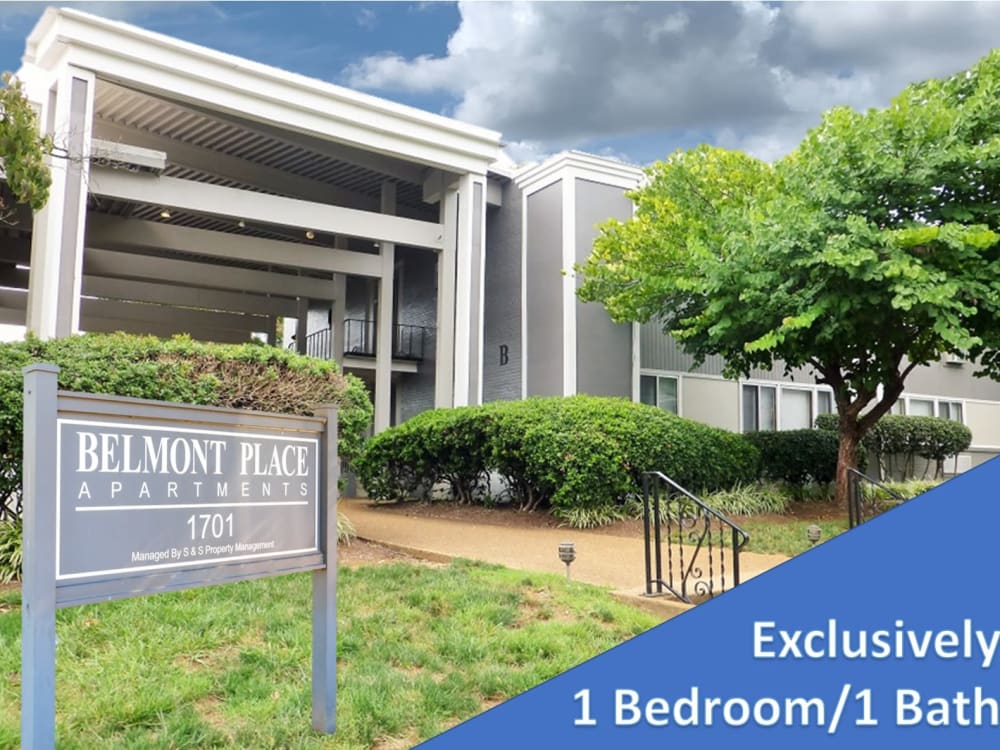 Quality welcome sign at Belmont Place Apartments in Nashville, Tennessee